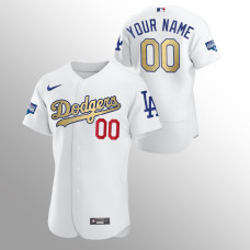 Men's Los Angeles Dodgers Custom 2021 Gold Program White Patch Authentic Jersey