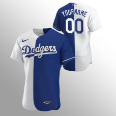 Men's Los Angeles Dodgers Custom Color Split Royal Authentic Jersey