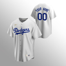 Men's Los Angeles Dodgers #00 Custom White Home Cooperstown Collection Jersey