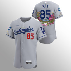 Men's Los Angeles Dodgers Dustin May 2020 World Series Champions Gray Tommy Bahama Authentic Jersey