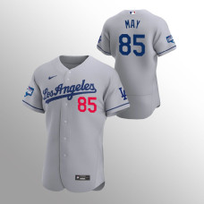 Men's Los Angeles Dodgers Dustin May 2020 World Series Champions Gray Authentic Road Jersey