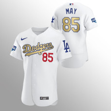 Men's Los Angeles Dodgers Dustin May 2021 Gold Program White Patch Authentic Jersey