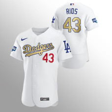 Men's Los Angeles Dodgers Edwin Rios 2021 Gold Program White Patch Authentic Jersey