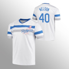 Los Angeles Dodgers Jimmy Nelson White Cooperstown Collection V-Neck Jersey