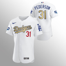 Men's Los Angeles Dodgers Joc Pederson 2021 Gold Program White Patch Authentic Jersey