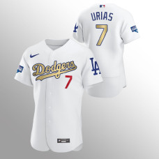 Men's Los Angeles Dodgers Julio Urias 2021 Gold Program White Patch Authentic Jersey