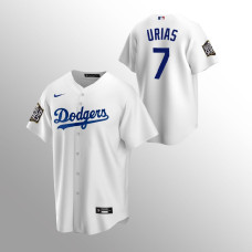 Men's Los Angeles Dodgers #7 Julio Urias White Replica 2020 World Series Jersey