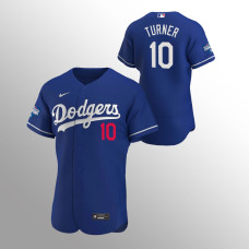 Men's Los Angeles Dodgers Justin Turner 2020 World Series Champions Royal Authentic Alternate Jersey