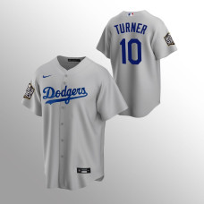 Men's Los Angeles Dodgers Justin Turner 2020 World Series Gray Replica Alternate Jersey