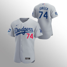 Men's Los Angeles Dodgers Kenley Jansen 2020 World Series Champions Gray Authentic Alternate Jersey