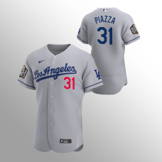 Men's Los Angeles Dodgers Mike Piazza #31 Gray 2020 World Series Authentic Road Jersey