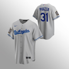 Men's Los Angeles Dodgers Mike Piazza #31 Gray 2020 World Series Replica Road Jersey