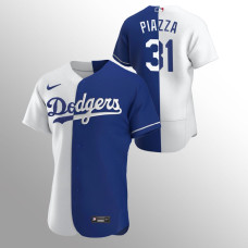 Men's Los Angeles Dodgers Mike Piazza Color Split Royal Authentic Jersey