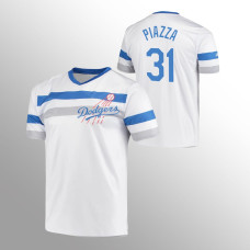 Los Angeles Dodgers Mike Piazza White Cooperstown Collection V-Neck Jersey