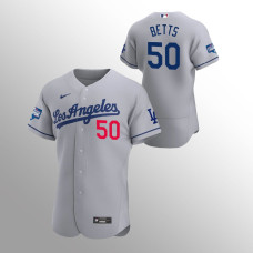 Men's Los Angeles Dodgers Mookie Betts 2020 World Series Champions Gray Authentic Road Jersey