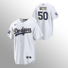 Men's Los Angeles Dodgers Mookie Betts 2021 Gold Program White Replica Jersey