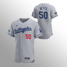 Men's Los Angeles Dodgers Mookie Betts Authentic Gray 2020 Road Patch Jersey