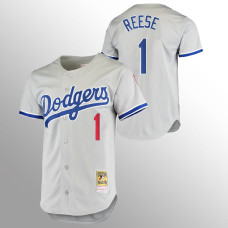 Men's Los Angeles Dodgers Pee Wee Reese #1 Gray 1981 Cooperstown Collection Authentic Jersey
