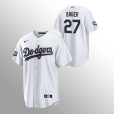 Men's Los Angeles Dodgers Trevor Bauer 2021 Gold Program White Replica Jersey