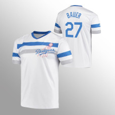Los Angeles Dodgers Trevor Bauer White Cooperstown Collection V-Neck Jersey