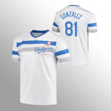 Los Angeles Dodgers Victor Gonzalez White Cooperstown Collection V-Neck Jersey