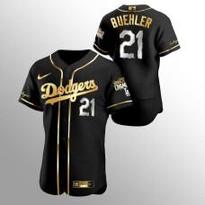 Men's Los Angeles Dodgers Walker Buehler 2020 World Series Champions Black Golden Limited Authentic Jersey