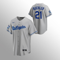 Men's Los Angeles Dodgers Walker Buehler 2020 World Series Champions Gray Replica Road Jersey