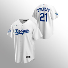 Men's Los Angeles Dodgers Walker Buehler 2020 World Series Champions White Replica Home Jersey