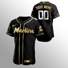 Men's Miami Marlins Custom Golden Edition Black Authentic Jersey
