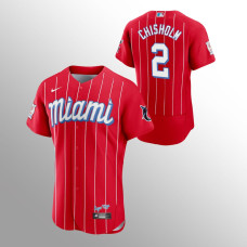 Miami Marlins Jazz Chisholm Red 2021 City Connect Authentic Jersey
