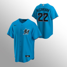 Men's Miami Marlins Sandy Alcantara #22 Blue Replica Alternate Jersey