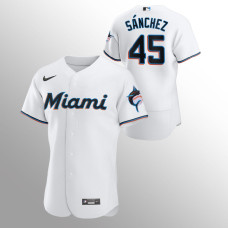 Men's Miami Marlins Sixto Sanchez #45 White Authentic Home Jersey