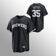 Brent Suter Milwaukee Brewers Black White 2021 All Black Fashion Replica Jersey