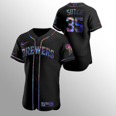 Brent Suter Milwaukee Brewers Black Authentic Holographic Golden Edition Jersey