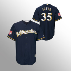 Men's Milwaukee Brewers #35 Navy Brent Suter 2019 Spring Training Cool Base Majestic Jersey