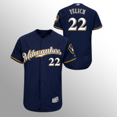 Men's Milwaukee Brewers Navy Blue Authentic Collection Alternate #22 Christian Yelich Flex Base Jersey