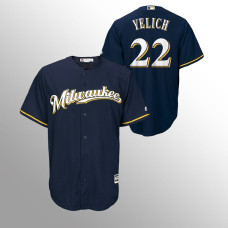 Men's Milwaukee Brewers Navy Official Alternate #22 Christian Yelich Cool Base Jersey