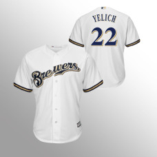 Men's Milwaukee Brewers White Official Home #22 Christian Yelich Cool Base Jersey