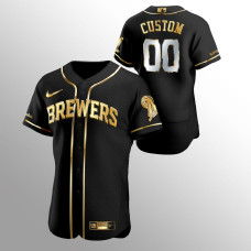 Men's Milwaukee Brewers Custom #00 Black 2020 Golden Edition Authentic Jersey