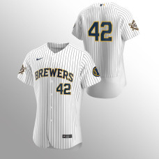 Men's Milwaukee Brewers Jackie Robinson Day White Authentic Jersey