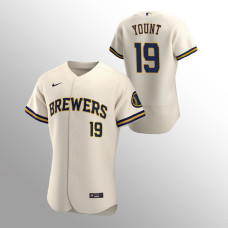 Men's Milwaukee Brewers Robin Yount Authentic Cream Home Team Jersey