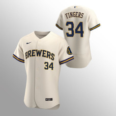 Men's Milwaukee Brewers Rollie Fingers Authentic Cream Home Team Jersey