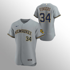 Men's Milwaukee Brewers Rollie Fingers Authentic Gray Road Team Jersey