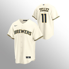 Men's Milwaukee Brewers Rowdy Tellez #11 Cream Replica Home Jersey