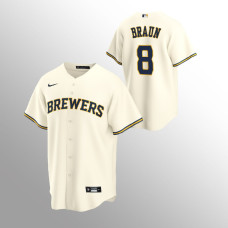 Men's Milwaukee Brewers Ryan Braun #8 Cream Replica Home Jersey