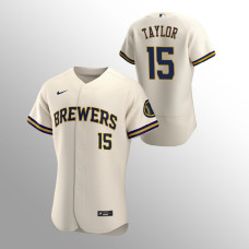 Men's Milwaukee Brewers Tyrone Taylor Authentic Cream Home Team Jersey