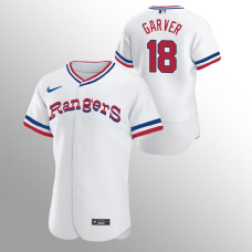 Texas Rangers Mitch Garver White #18 1972 Throwback Home Authentic Jersey