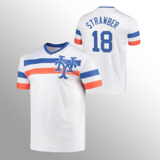 Men's New York Mets Darryl Strawberry #18 White Cooperstown Collection V-Neck Jersey