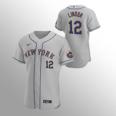 New York Mets Francisco Lindor Gray Authentic Road Jersey