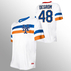 New York Mets Jacob deGrom White Cooperstown Collection V-Neck Jersey